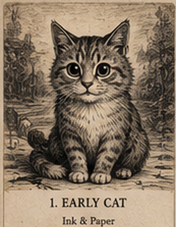 Original WAIN CAT vintage illustration
